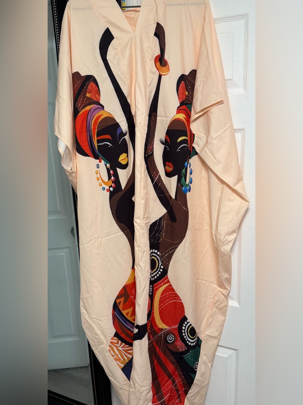 SHEIN Cream Maxi Kaftan with Colorful African-Inspired Print - Picture 6 of 6